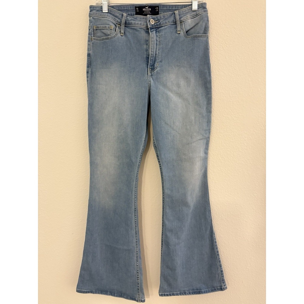 Hollister Womens Denim Jeans High Rise Flare Size W30 L 31 11R Light Wash